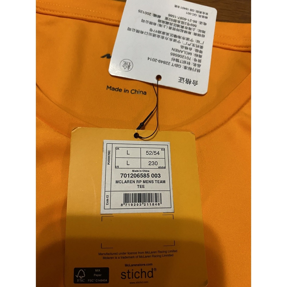 McLaren Formula 1 Official Team Orange Men T-Shirt Castore Papaya - Picture 7 of 8